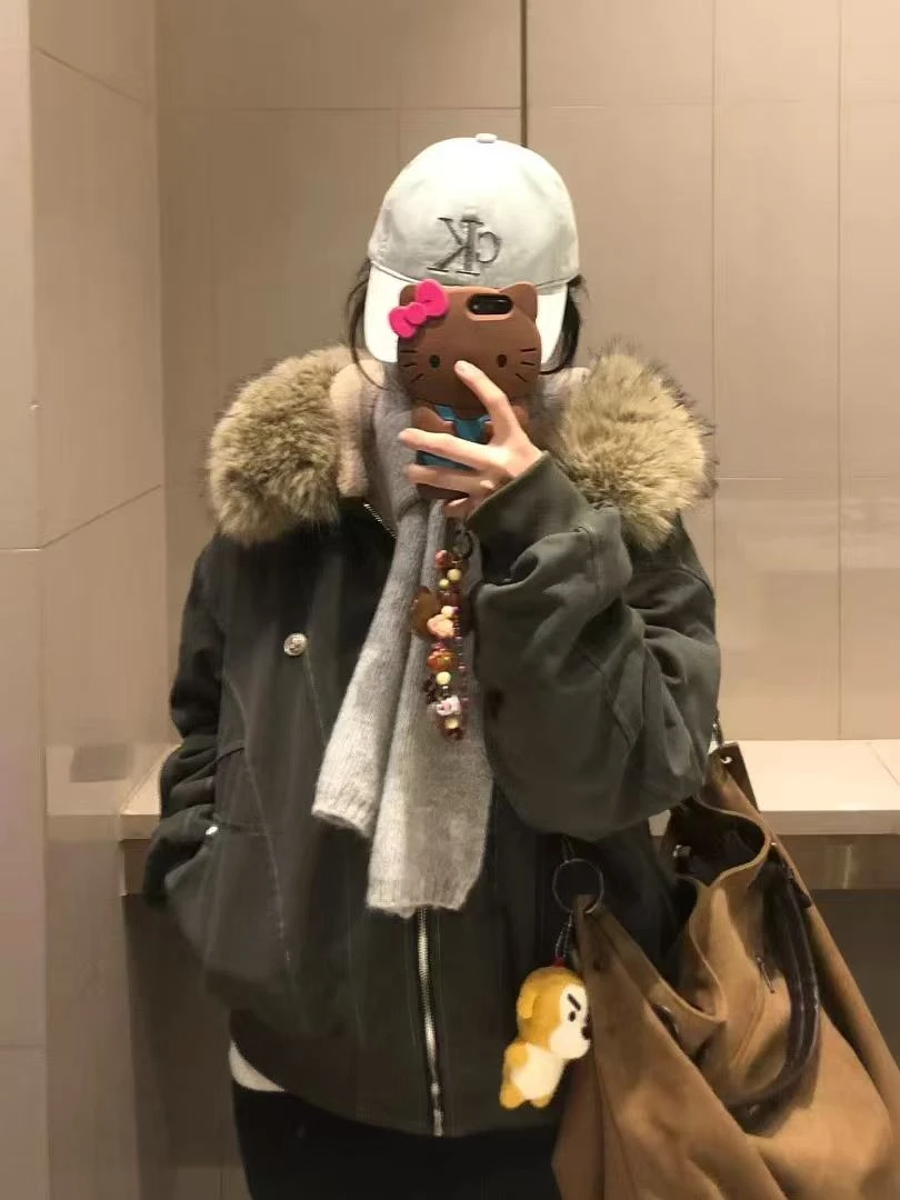 爆款棉服女2025冬季新款棉袄加绒派克服厚外套宽松保暖棉衣韩版潮