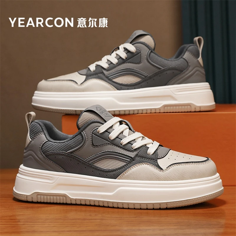 「欧若风」意尔康男鞋2025秋季低帮透气百搭休闲鞋轻便软底开车板鞋