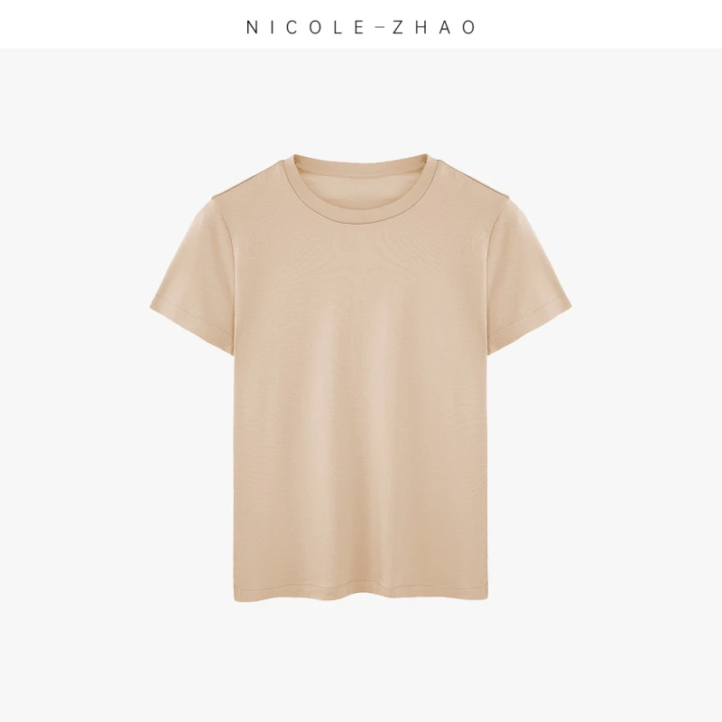 23T003【贵姐NICOLE】N字刺绣T恤休闲圆领短袖舒适春季