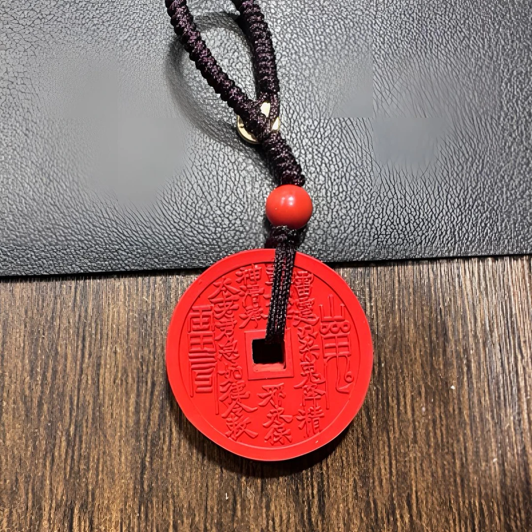 含辰砂工艺品高含量水飞沙山鬼钥匙挂25mm