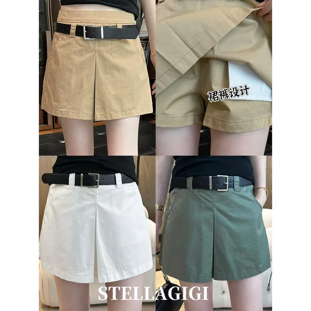 SG / 郭幂幂 SS 工装甜酷风（配腰带）中腰压褶显瘦裙裤K-20250484