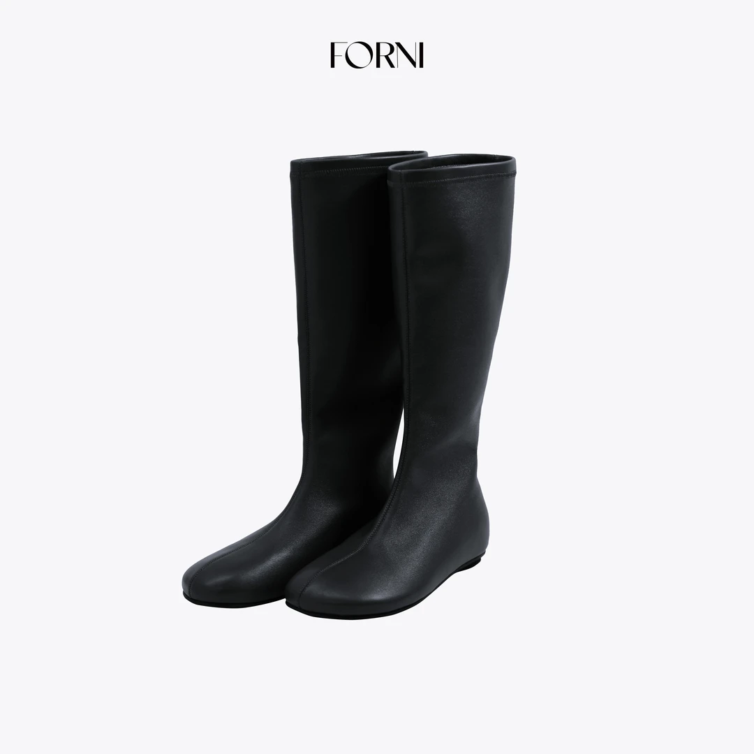 FORNI 伦敦大道 圆头平底防滑橡胶底瘦瘦靴