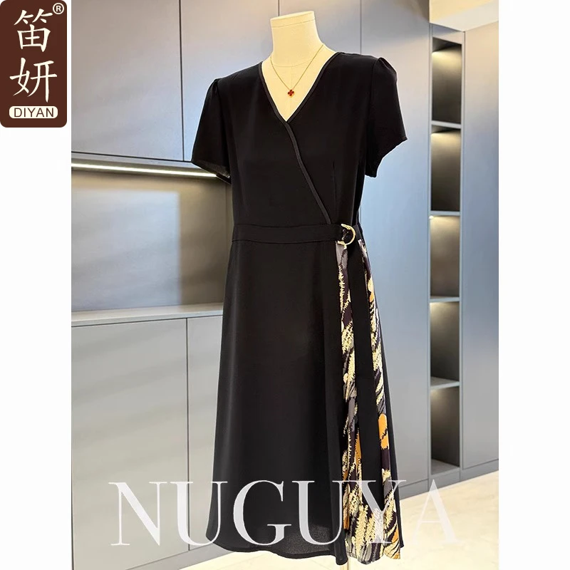 时尚洋气妈妈装雪纺连衣裙女短袖夏装新款中老年人显瘦裙子中长款