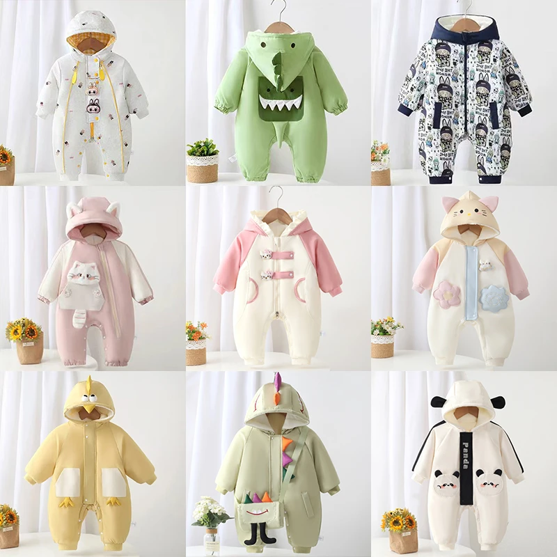 【外出服集合】婴儿连体加厚夹棉保暖棉衣新生儿爬服宝宝衣服冬装