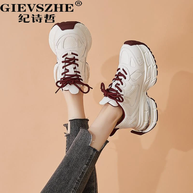 纪诗哲厚底老爹鞋女2025夏季新款复古增高时尚休闲百复古女款厚底
