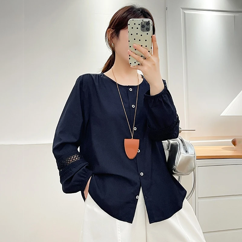 大码女装早秋新款时尚长袖衬衫女宽松显瘦百搭胖mm洋气遮肉上衣潮