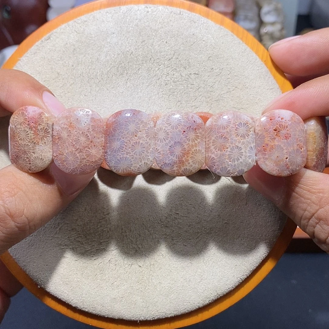 硅化珊瑚（珊瑚玉）手串未镶嵌紫粉色骨骼97