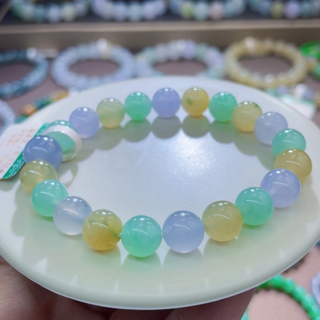 未镶嵌手链翡翠清新果冻冰胶马卡龙