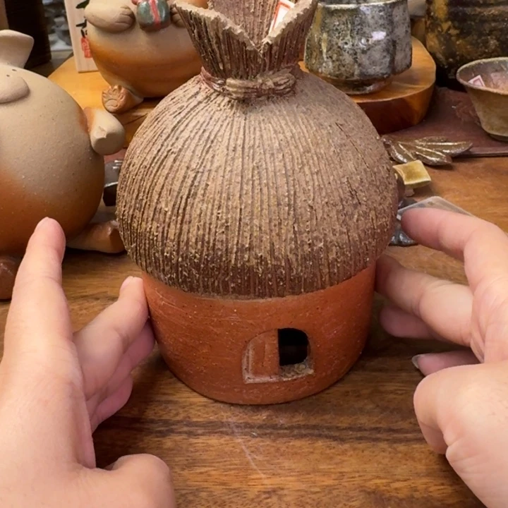 襄***司清水弥生备前烧房子香炉福利一口价