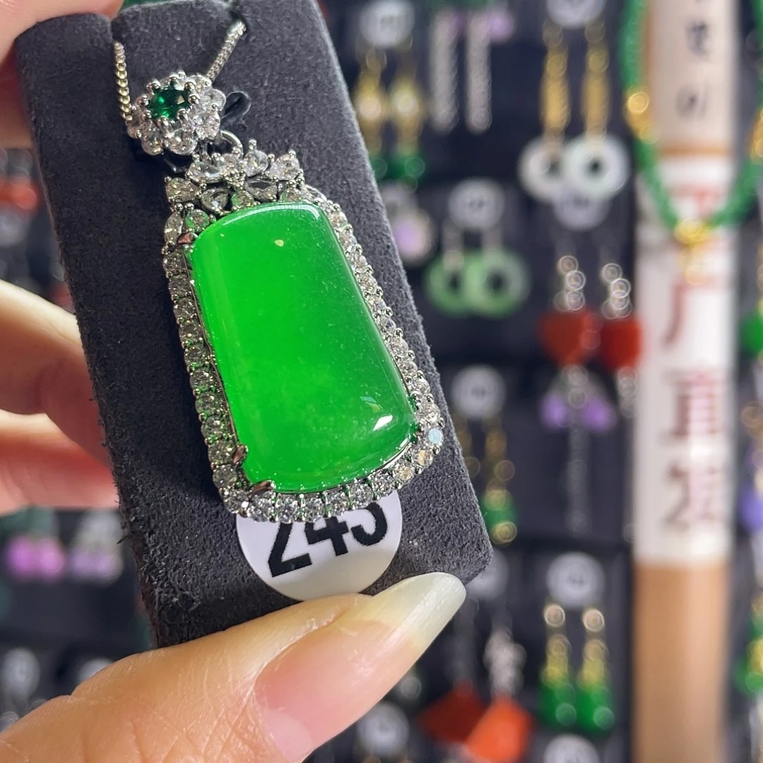 翡翠银S925镶嵌耳饰243