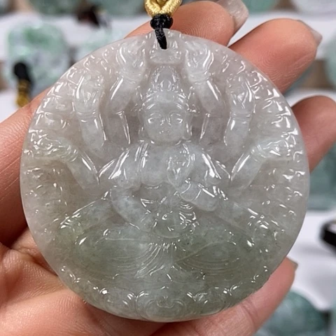 翡翠颈饰未镶嵌千手观音福利