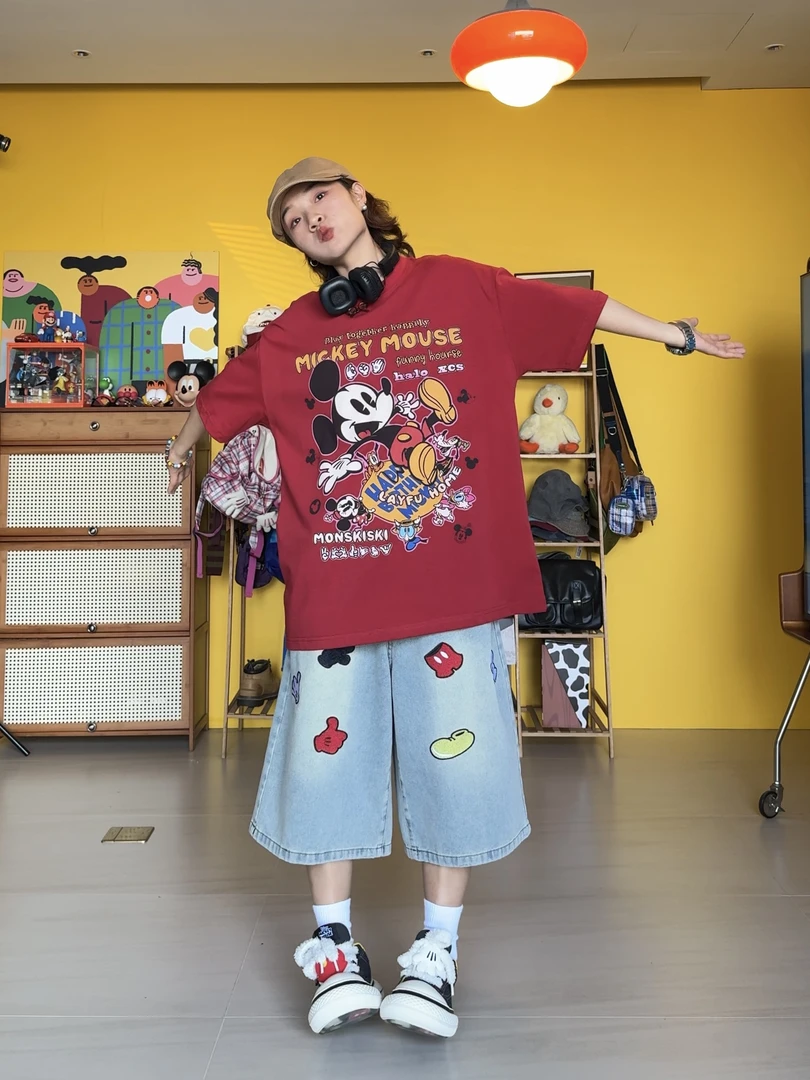 米奇牛仔七分裤（年末清仓理性消费no退换！）