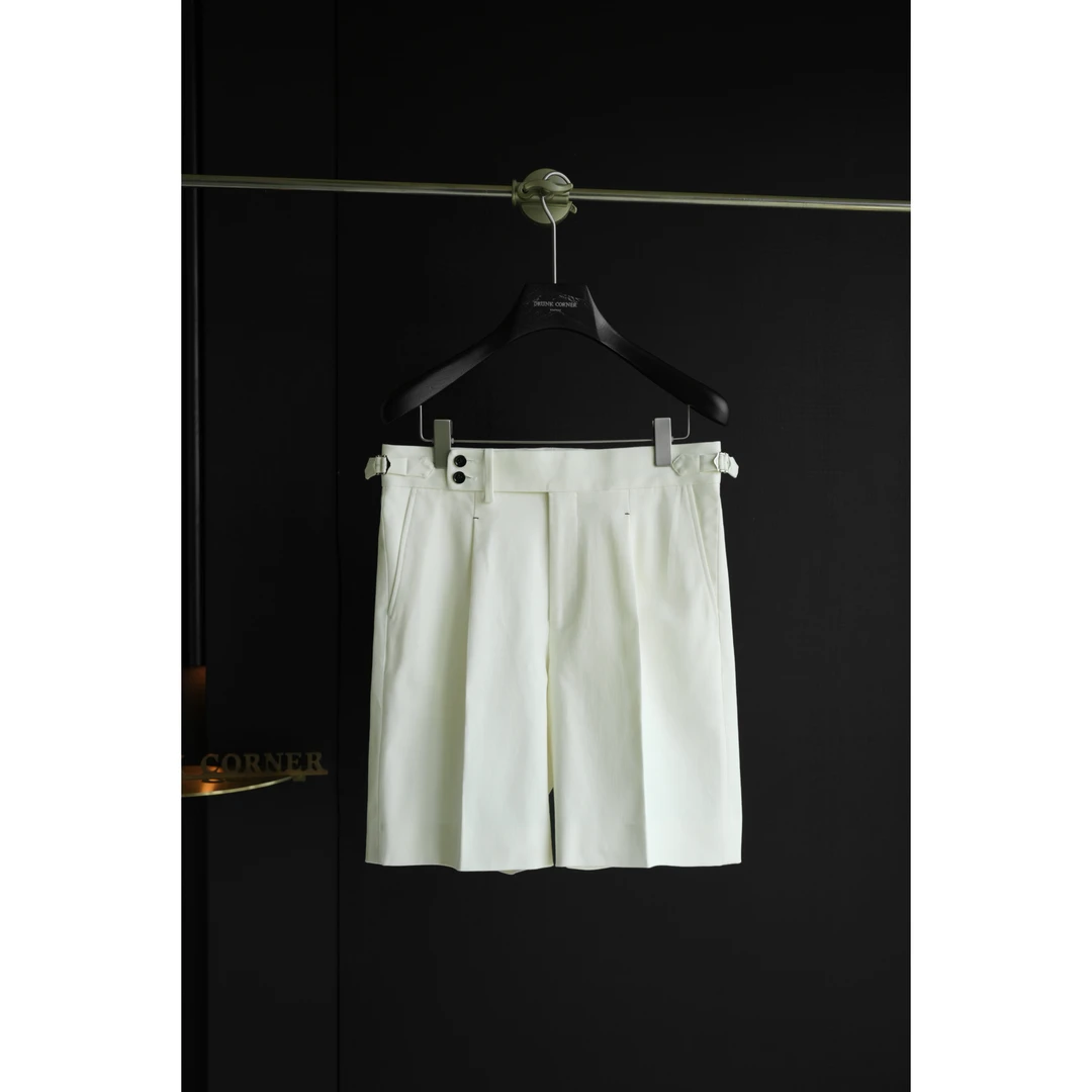 DRUNKCORNER 【纯棉+那不勒斯】双袢高腰单褶西装休闲短裤21315DK#