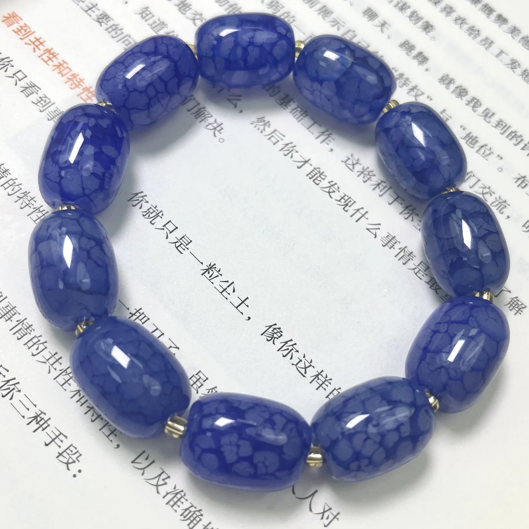天然青花瓷桶珠玉石手串 72-多样性发货
