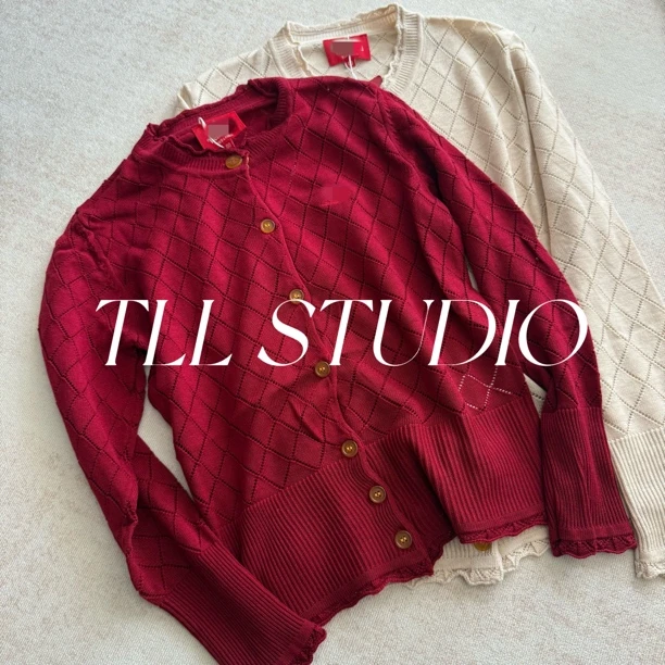 ALIN 新款  小土星 花边 针织 开衫  长袖时尚