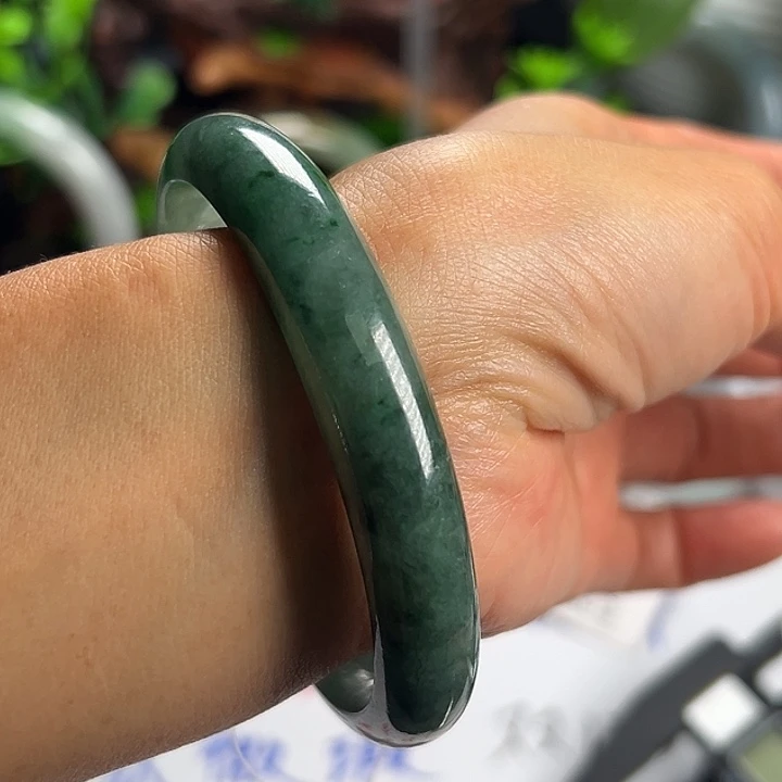 翡翠未镶嵌手镯纯天然缅甸A货翡翠冰飘花贵妃福利镯59.8