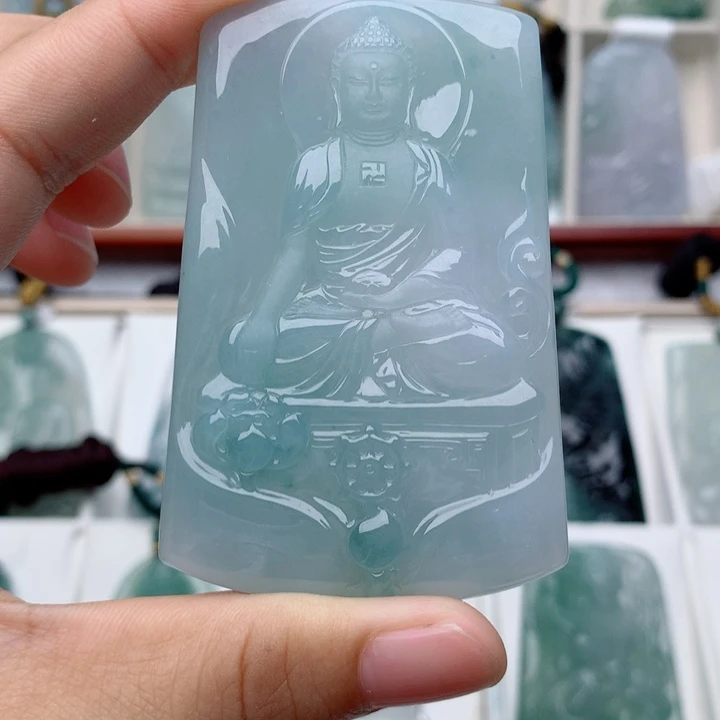 孔***东翡翠未镶嵌颈饰阿弥陀佛