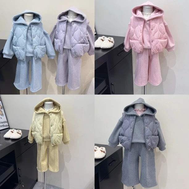 现货~冬季节 马甲+卫衣套装，加绒加厚三件套D5-09/D5-10