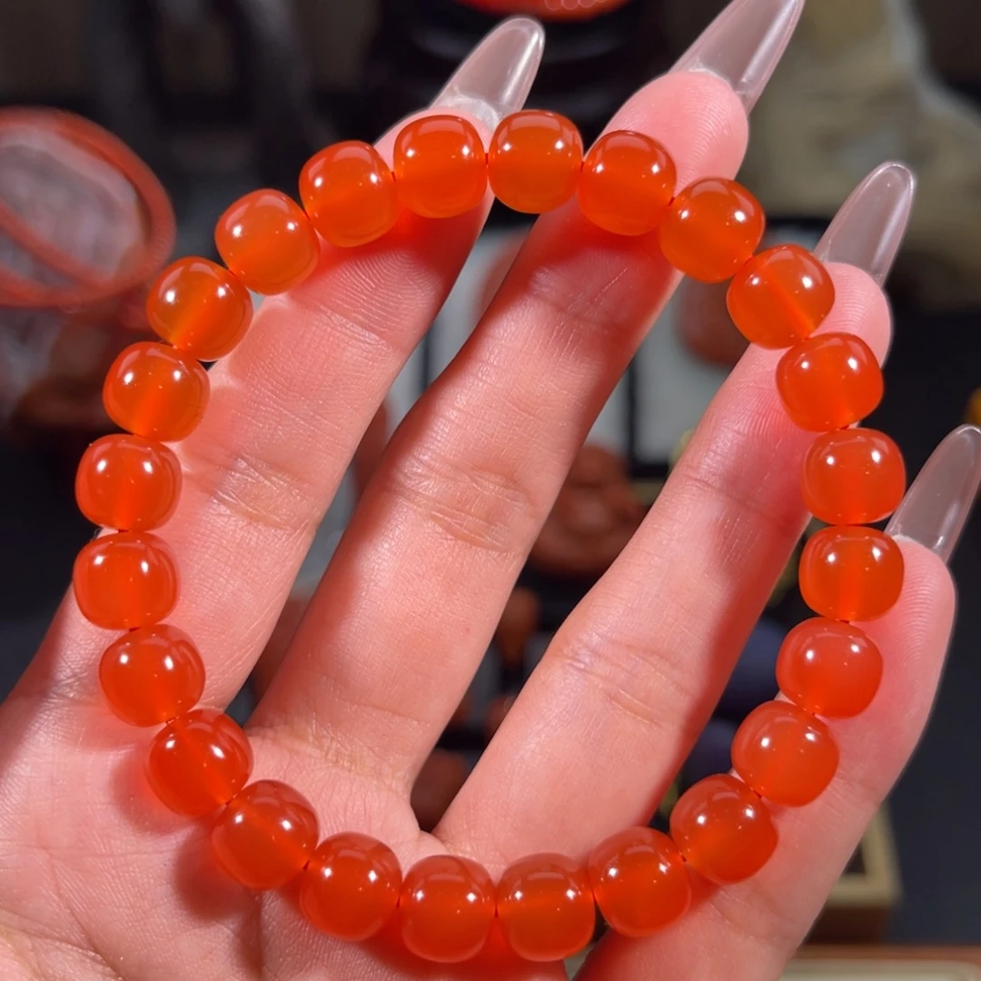 南红玛瑙未镶嵌老形手串9.1左右