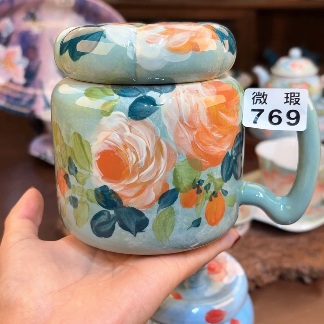 美***士景德镇手绘高温釉下彩陶瓷茶具