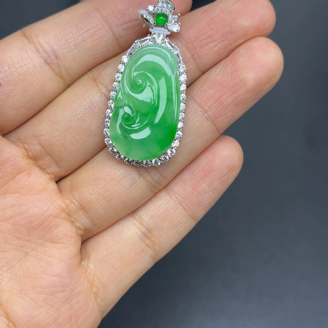 翡翠银S925镶嵌吊坠(不含链)