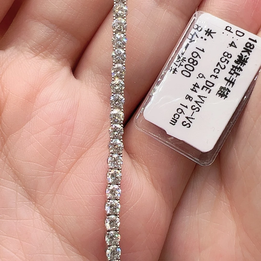 实验室培育钻石套链18K金镶嵌单颗8分，网球款手链