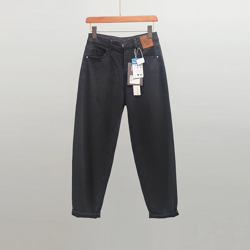 夏季薄款莱赛尔宽松哈伦牛仔裤女大码高腰遮肚子遮胯弹力老爹裤子
