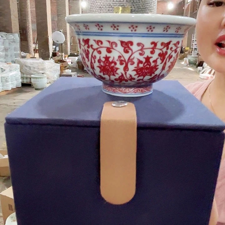 摆件景德镇高温陶瓷釉里红1004标压手杯