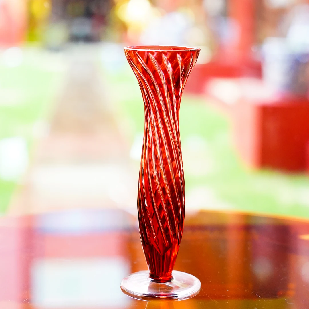 【本尼家】DM41红色琉璃花瓶插花装饰客厅桌面玄关摆件