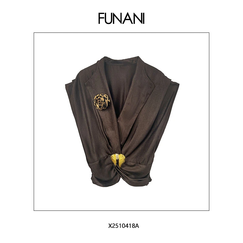 【FUNANI】 "高阶豹纹" 高级定制法式立裁收腰上衣 X2510418A