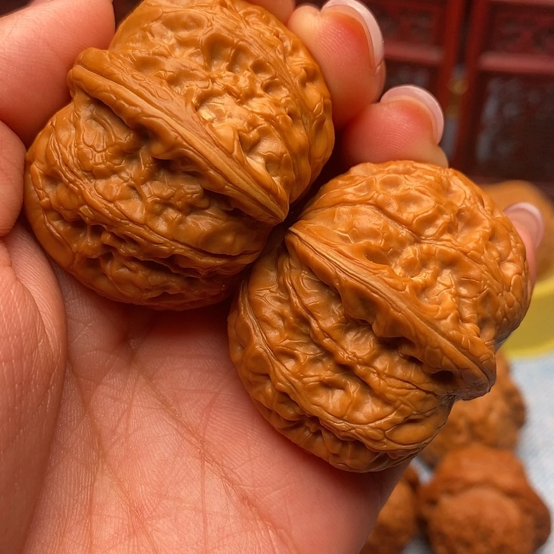 ****槿文玩核桃把件元宝42全品