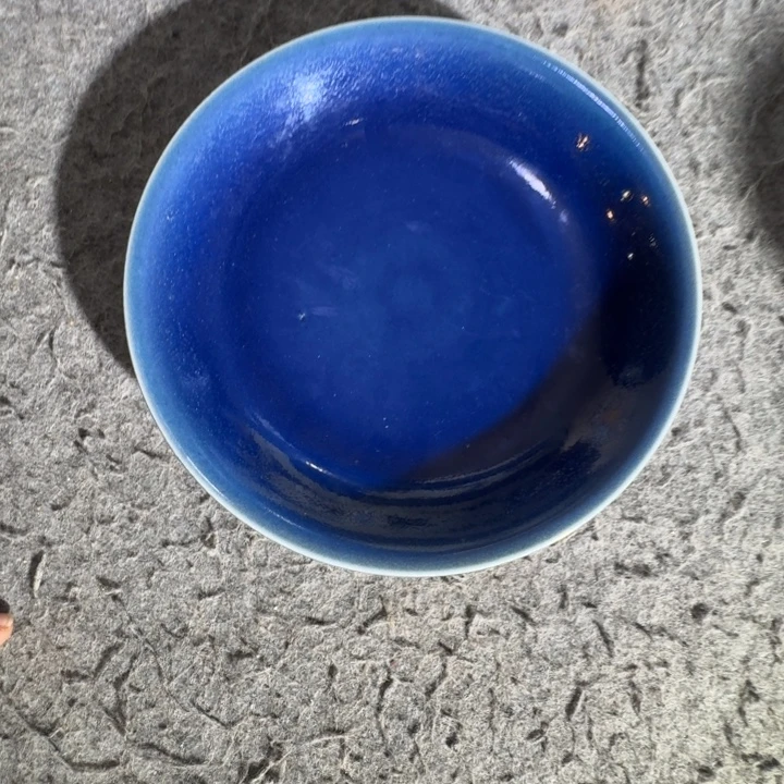 七***哥盘陶瓷工艺品摆件宝石蓝釉盘
