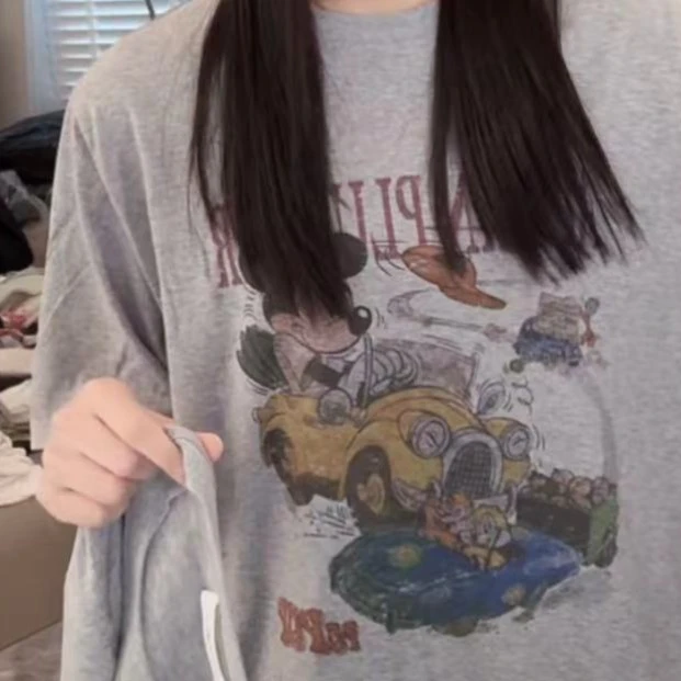 【NO退NO换】韩国东大门2025夏款Se飙车米老鼠汽车米老鼠T