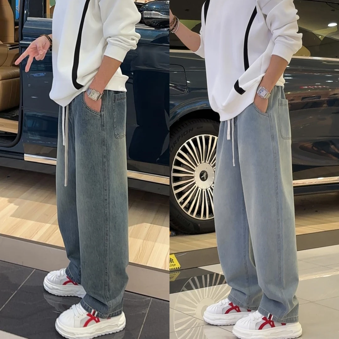 2025秋季新款韩版男青春活力宽松百搭天丝牛仔裤直筒裤时尚休闲裤