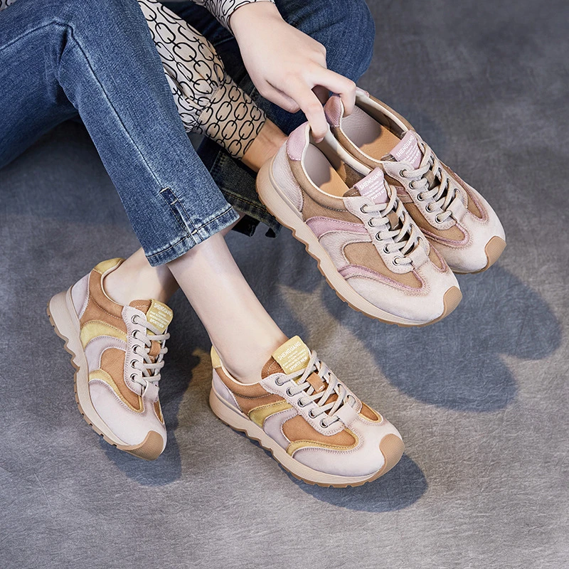 【恩祈高端定制-跟高3厘米】2025年真皮百搭厚底德训鞋阿甘运动女鞋