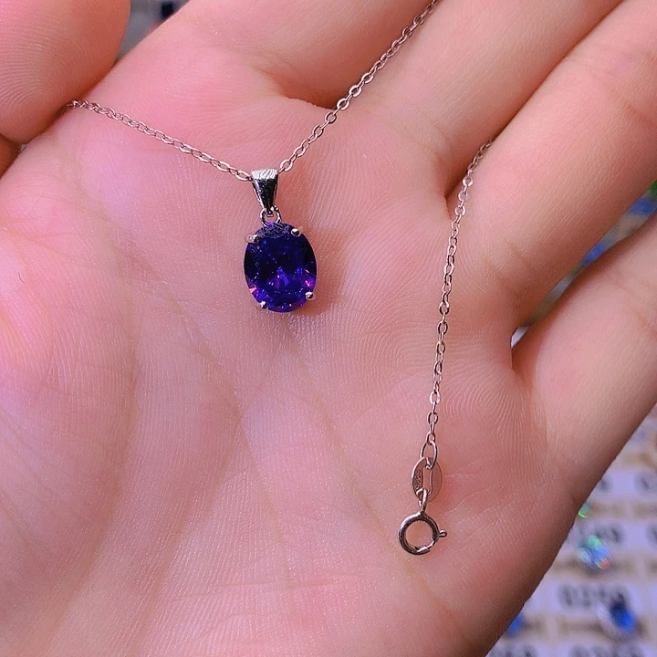 银S925镶嵌吊坠(赠链)紫晶