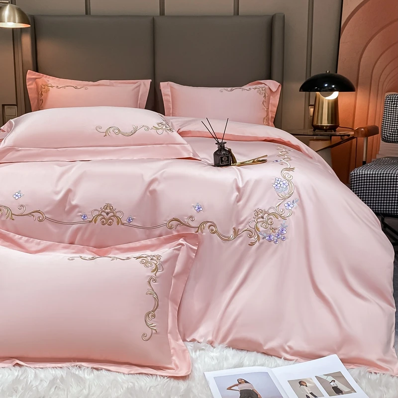 【卡洛琳】高档全棉四季款轻奢刺绣四件套小清新欧式简约