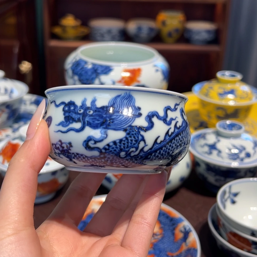 青花雯华堂手绘杯杯