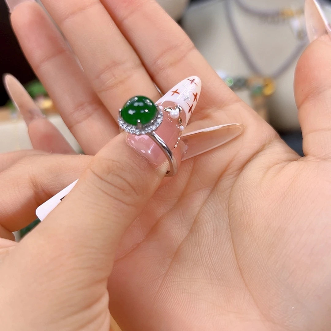 翡翠银S925镶嵌戒指sj