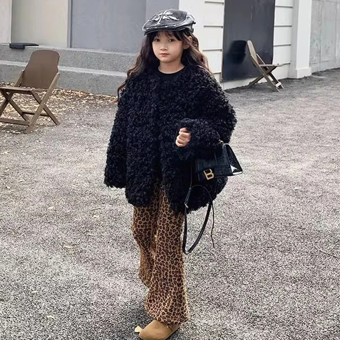 儿童皮草外套冬季加厚女孩仿羊羔毛毛绒绒泰迪女童上衣宝宝中大童
