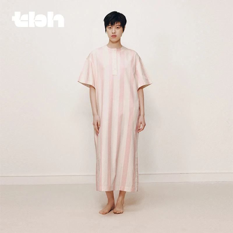 tbh野兽派家居都市野兽海獭水柔棉短袖衬衫裙可外穿家居服睡衣女