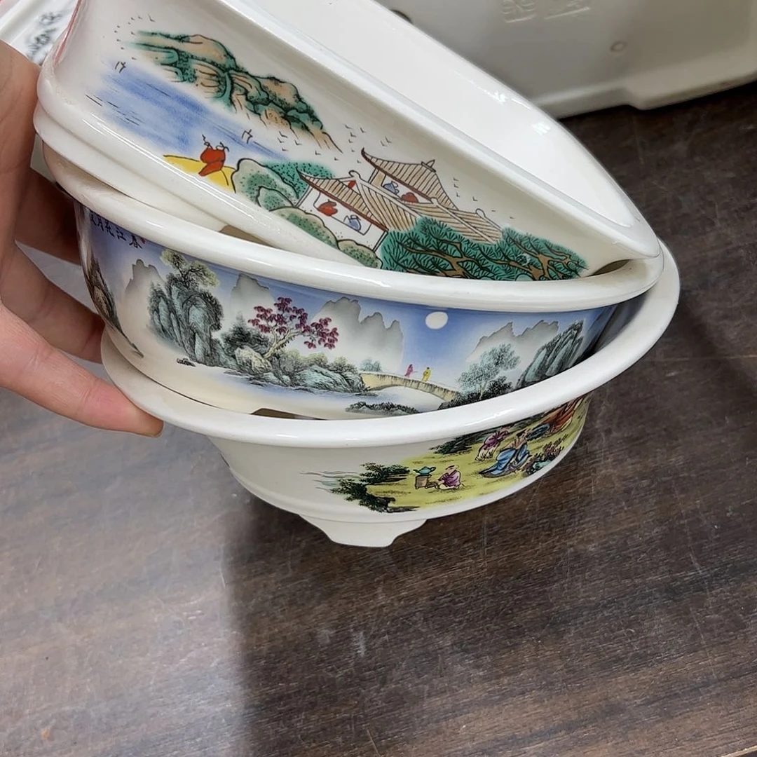 紫砂花盆404号瑕疵3个口不正缩釉介意勿拍