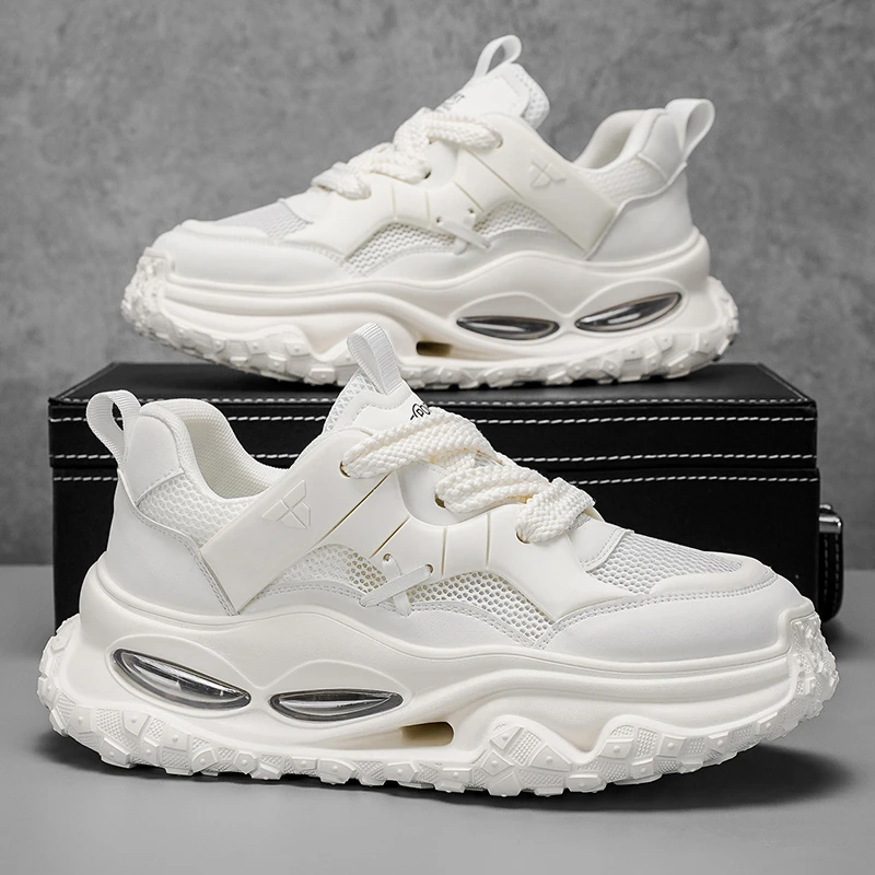 男鞋夏季新款厚底增高网面透气男士高级感潮流百搭休闲运动老爹鞋