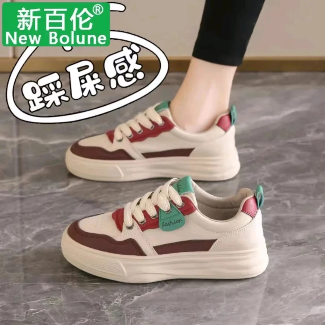 新百伦NEW BOLUNE踩屎感皮面运动鞋女2025新款秋季时尚休闲显脚小