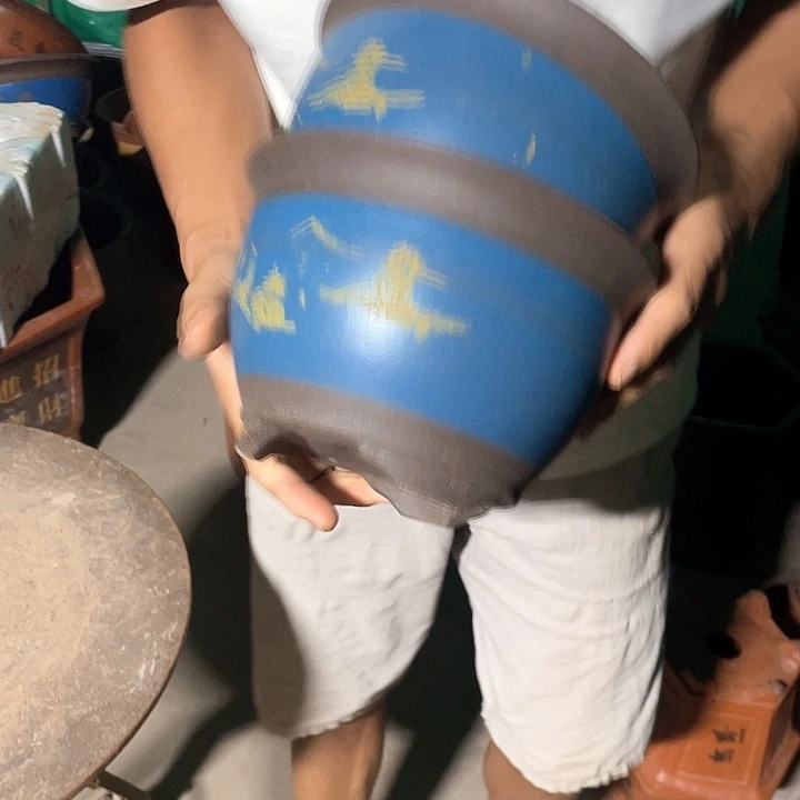 20-20蓝色山水画花盆花盆