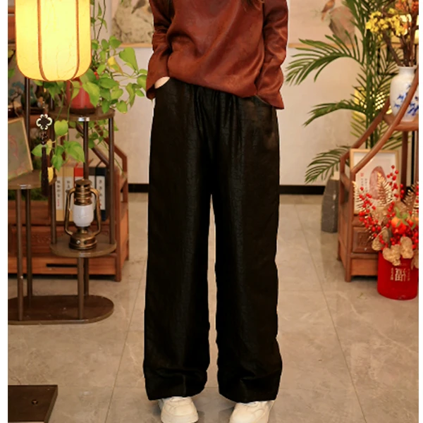【董小姐-鹅绒裤】！高货福利！桑蚕丝龟裂纹鹅绒裤直筒休闲裤女