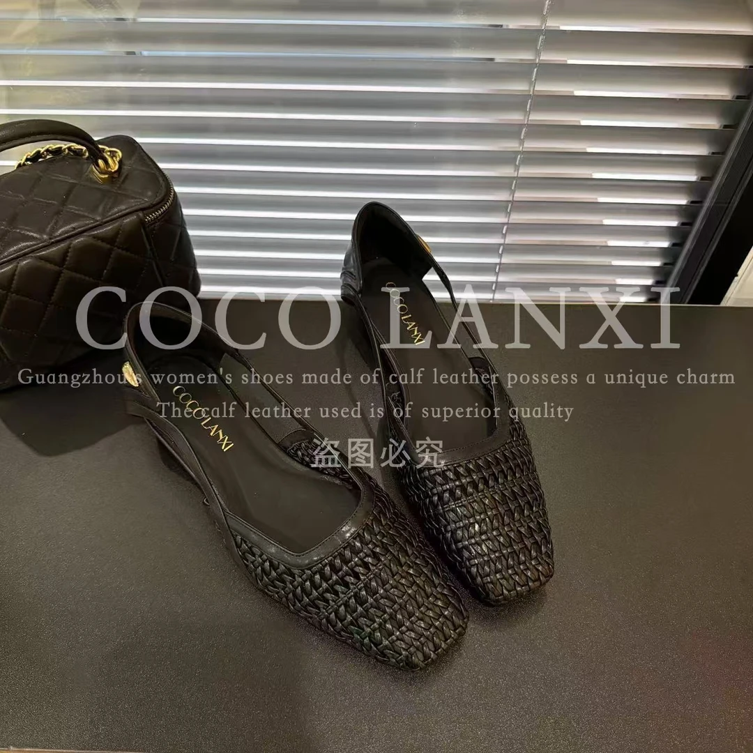 【晚风】舒适时尚休闲百搭黑色编织软底浅口小单鞋25DX321LX