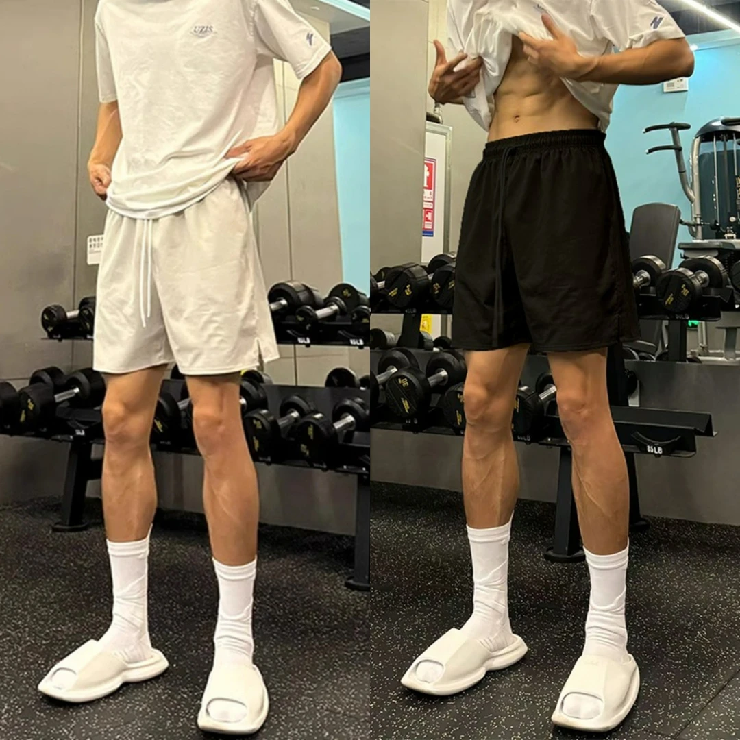 美式健身运动短裤休闲慵懒风男百搭夏季冰丝速干裤子跑步四五分裤