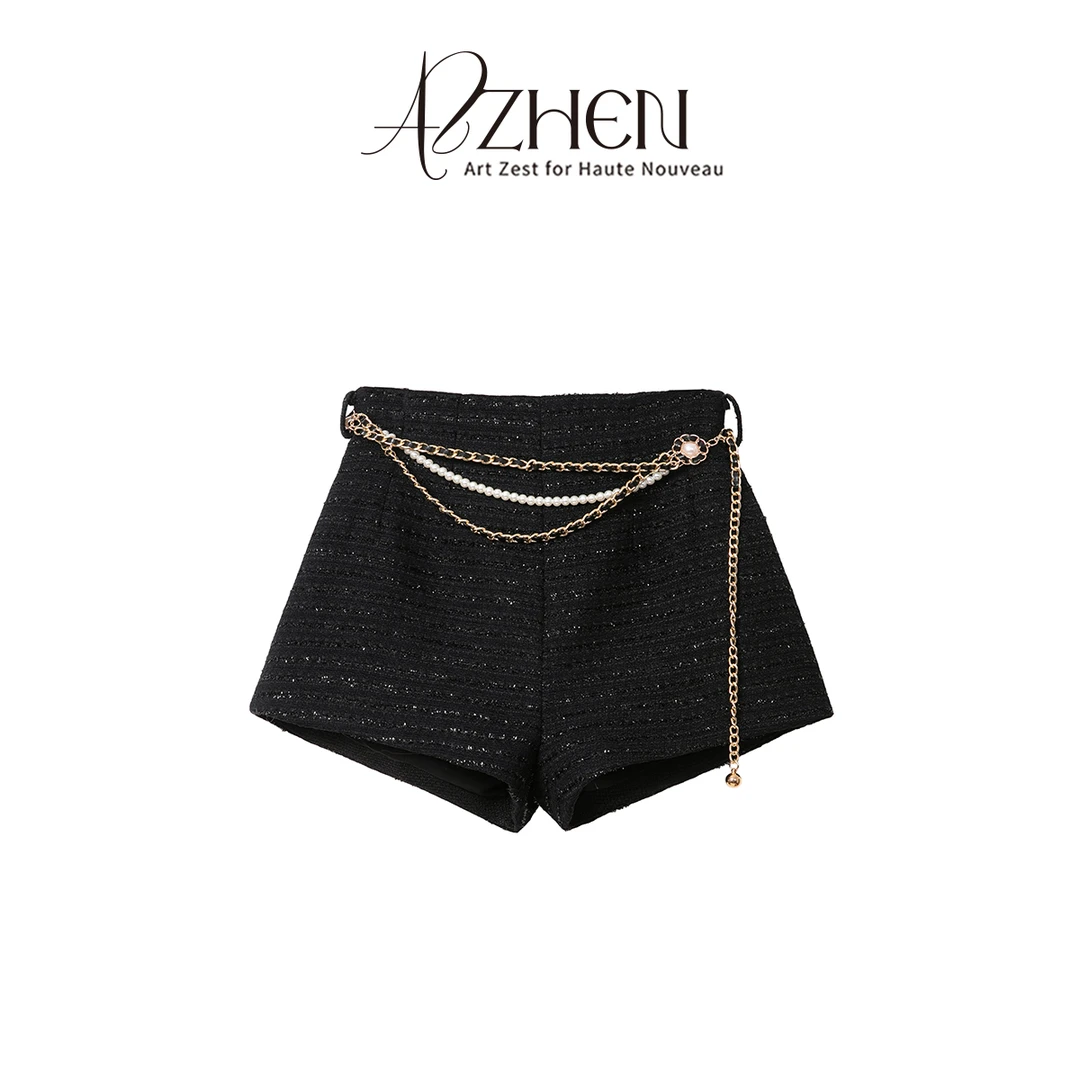 AZZHEN【璀璨人生】高级感黑金配色小香风短裤AZ4KXU10-00