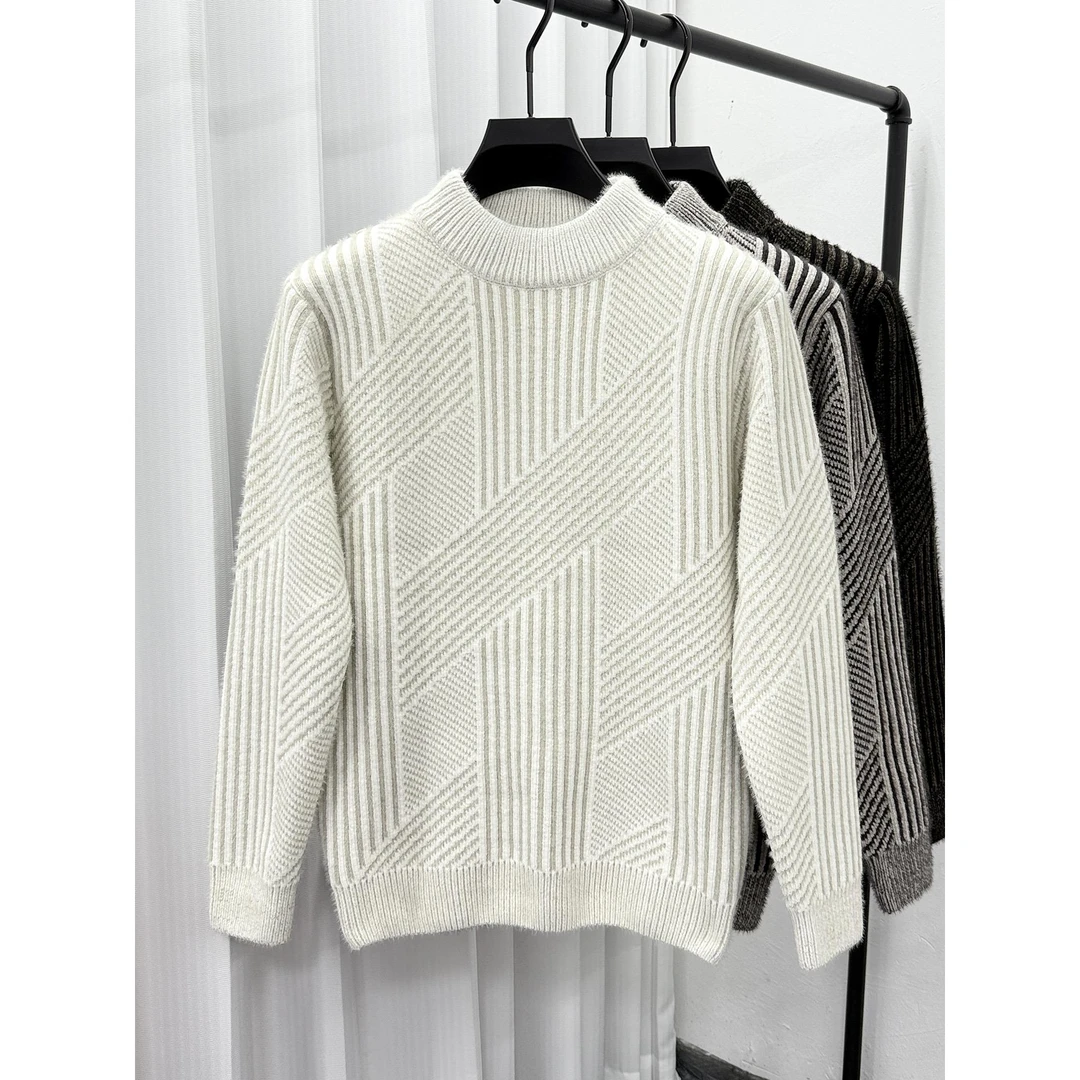 范哲萨一体绒半高领雪尼尔毛衣男士常规款保暖上衣冬装保暖